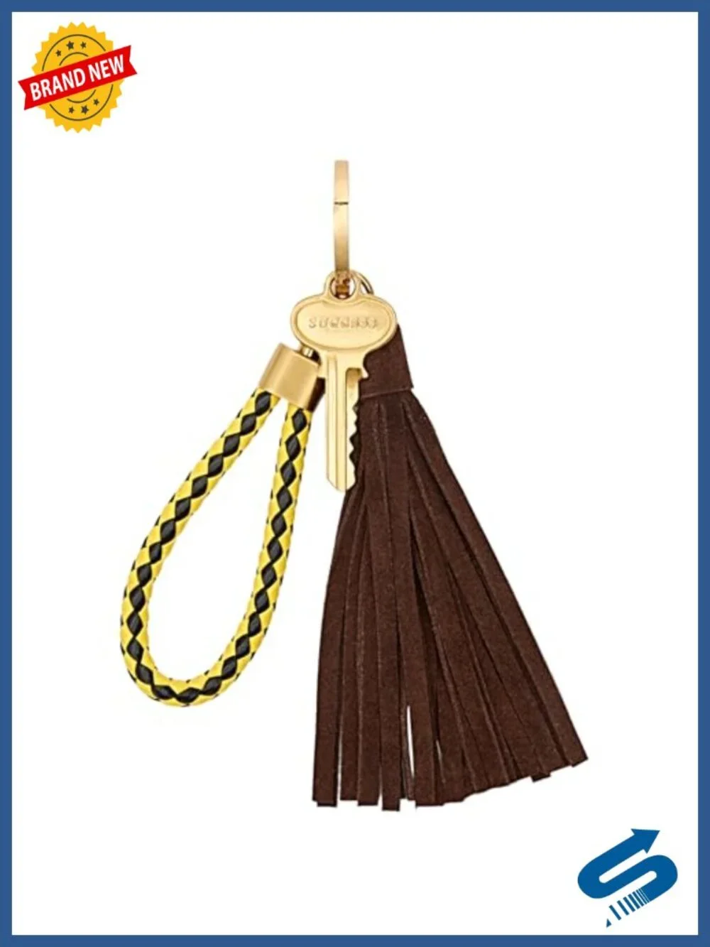 Key to Success Bag Charm with Leather Tassel and Loop Strap
